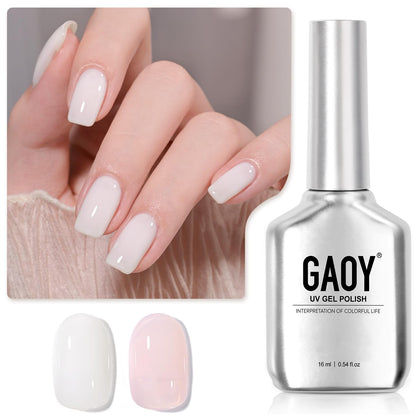 GAOY Sheer Light Pink Gel Nail Polish Set front view with two bottles