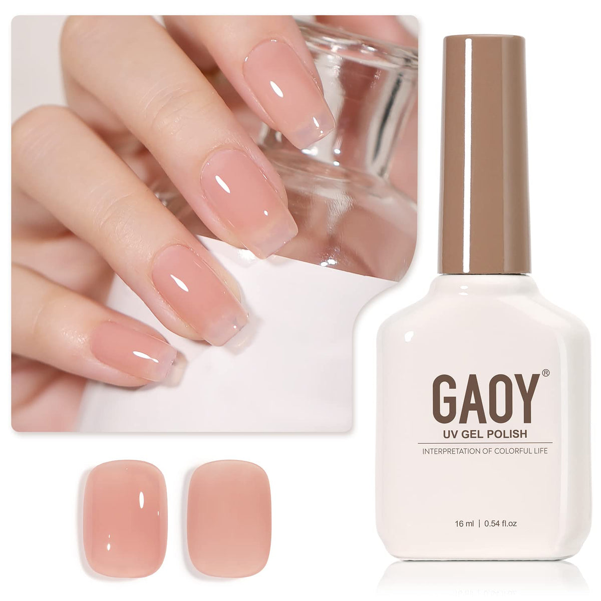 GAOY Sheer Nude Gel Nail Polish 16ml bottle front view