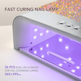 GAOY UV Nail Lamp showing smart sensor and timer settings