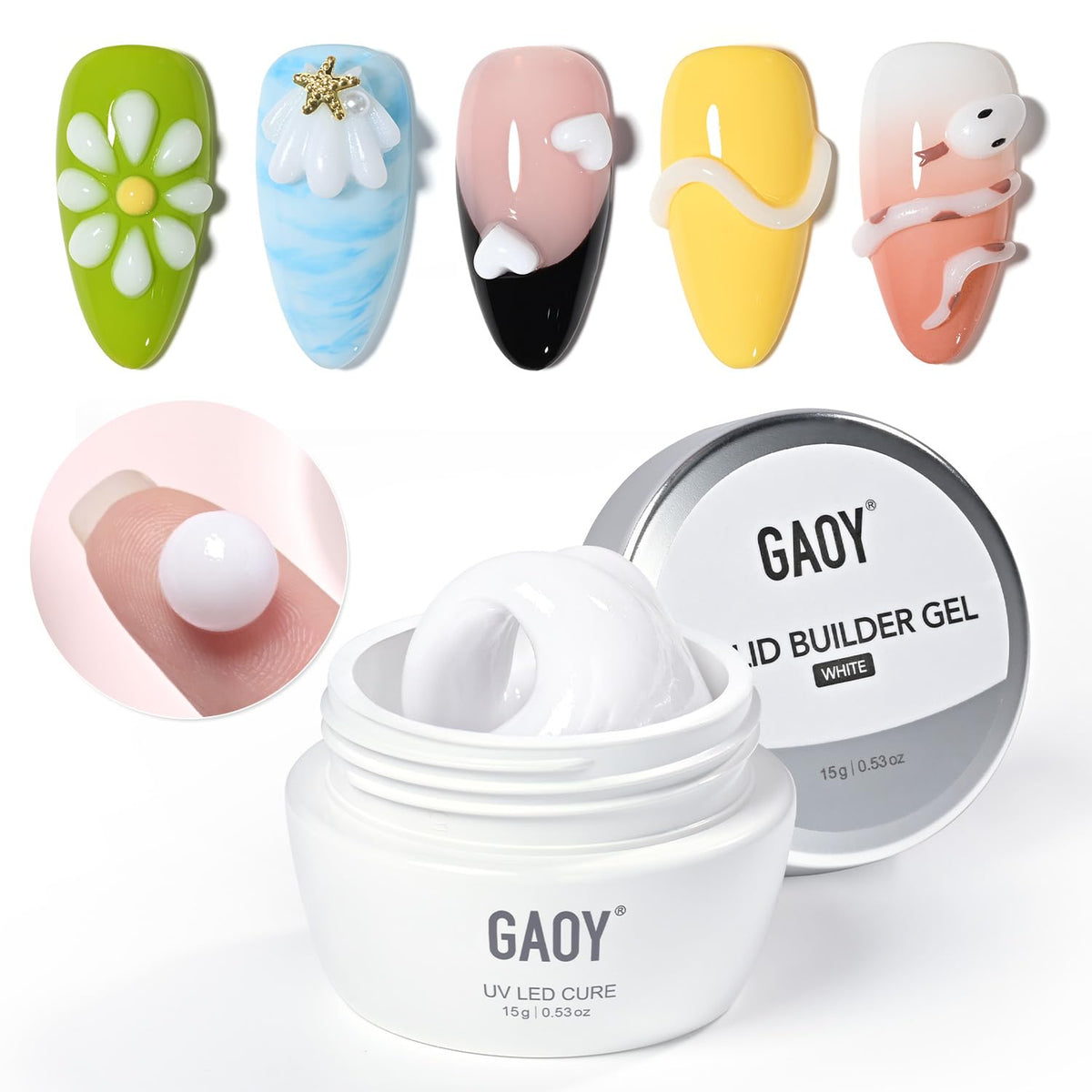 GAOY White 3D Sculpting Gel 15g front view