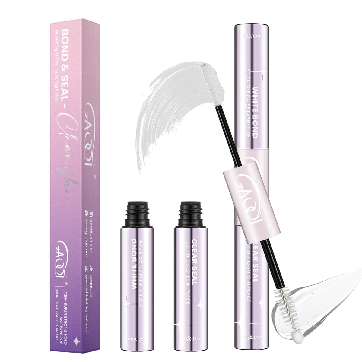 GAQQI Lash Bond and Seal 10ml clear glue front view