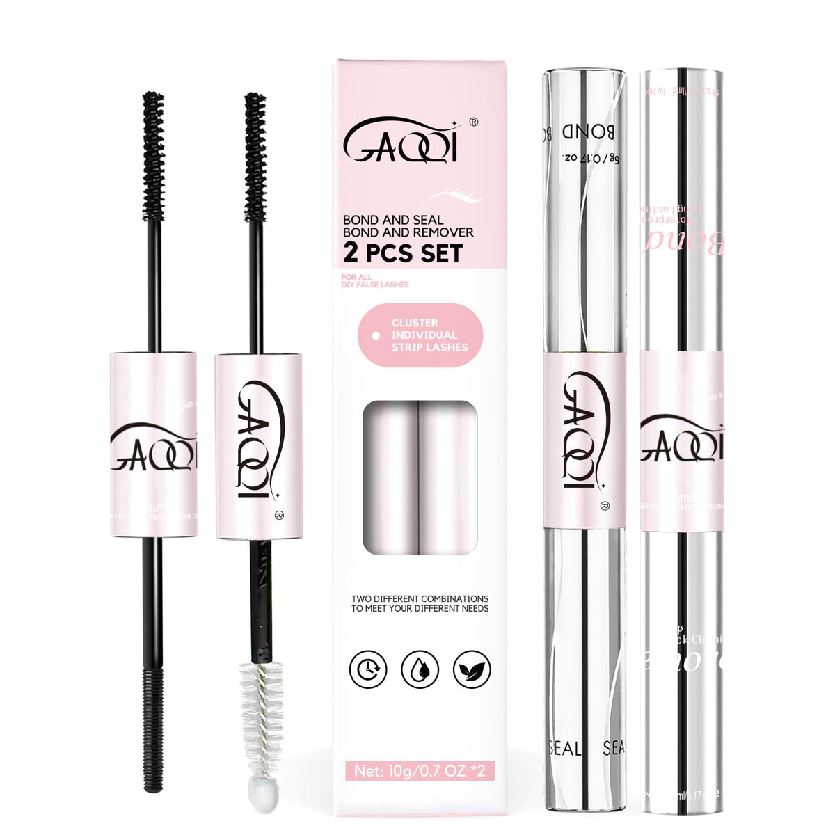 GAQQI Lash Bond and Seal Set front view with dual-ended design