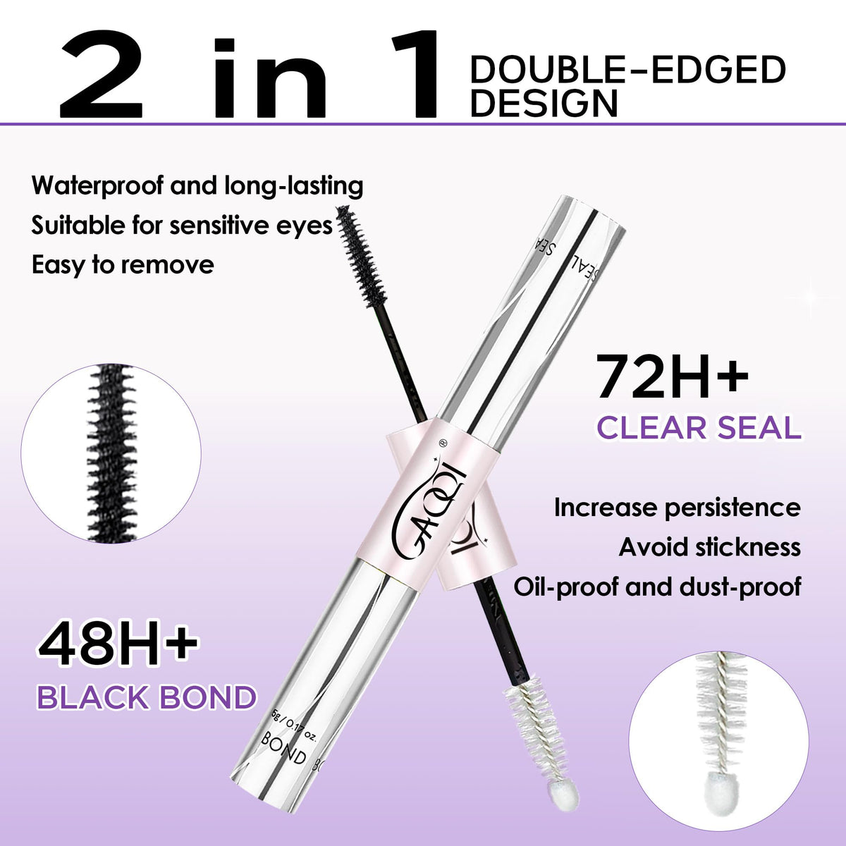 GAQQI Lash Cluster Glue brush head close-up