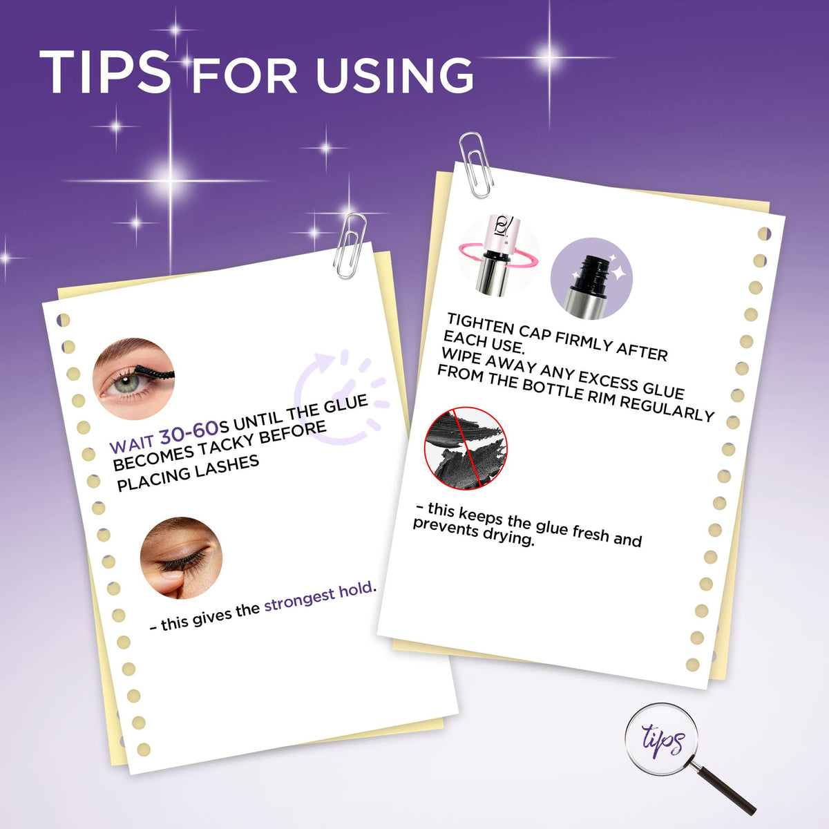 GAQQI Lash Cluster Glue with false eyelashes