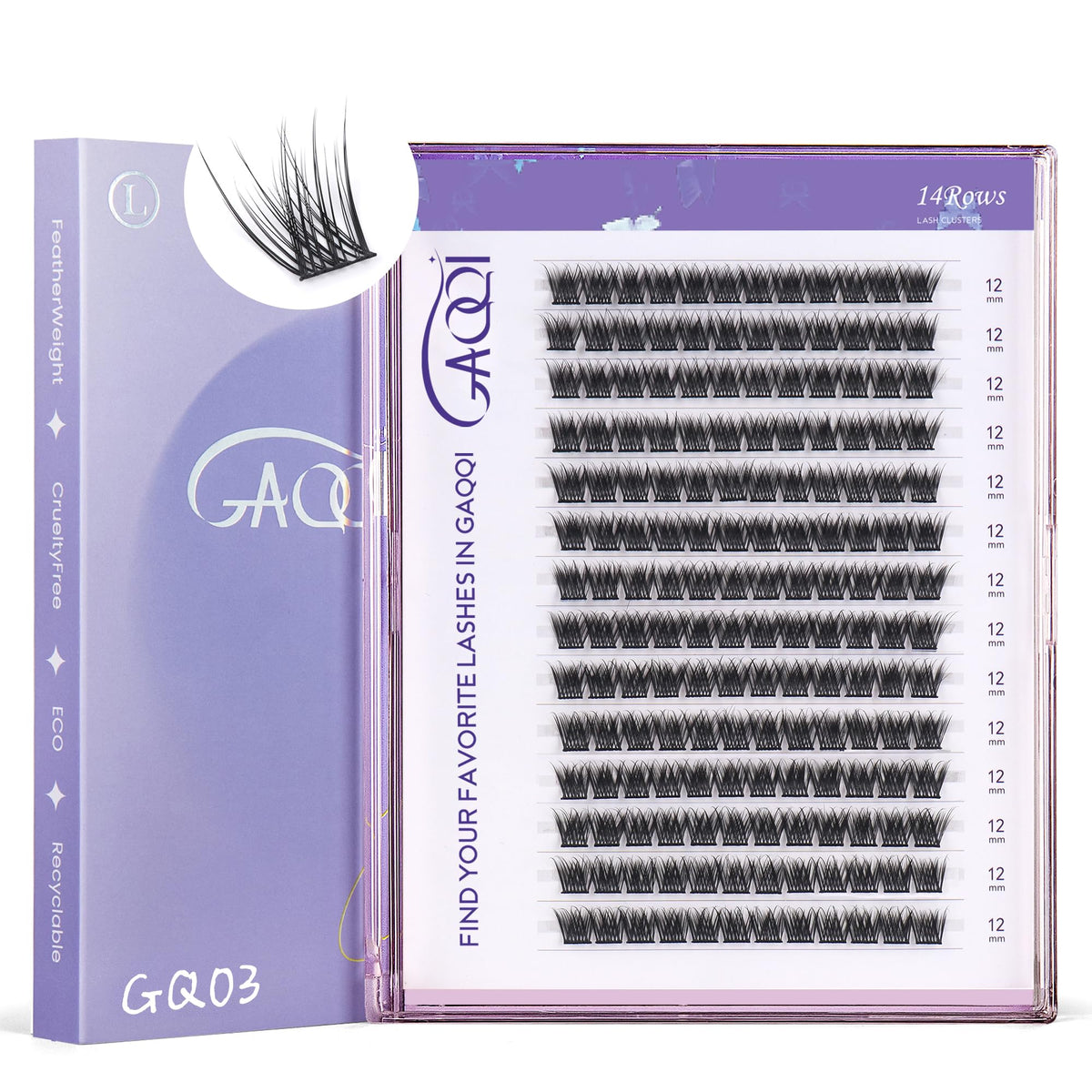 GAQQI Lash Clusters GQ03 12mm front view packaging