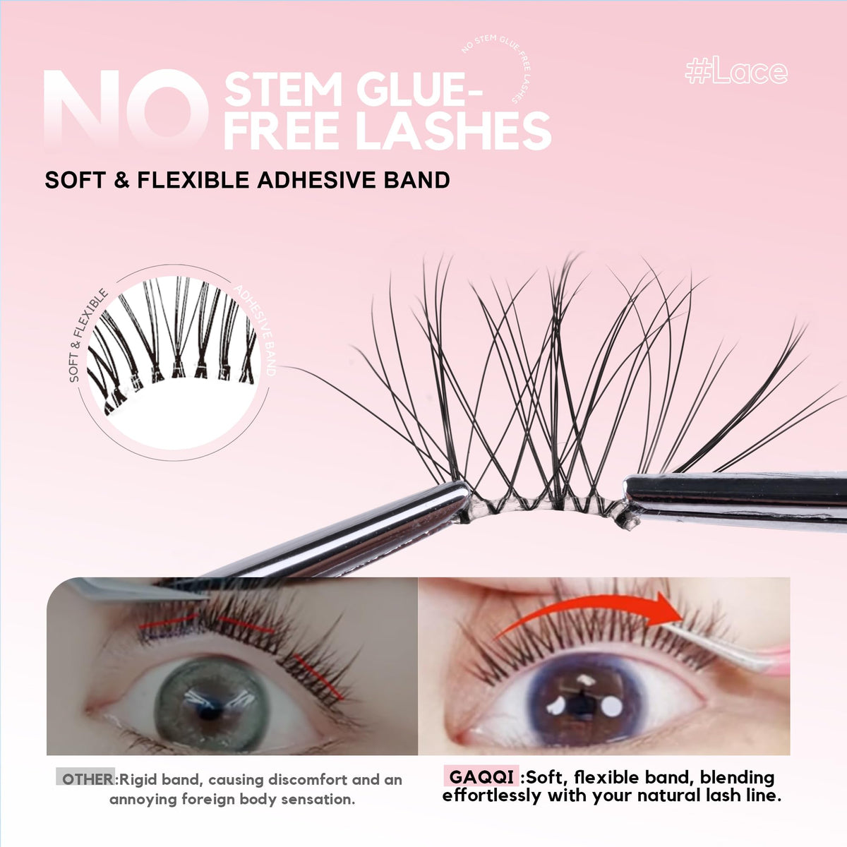 GAQQI Self Adhesive Eyelash Clusters LACE packaging
