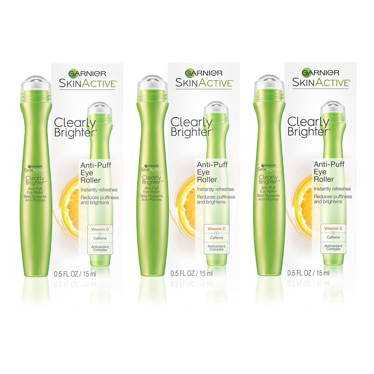 Garnier Clearly Brighter Anti-Puff Eye Roller 15mL front view