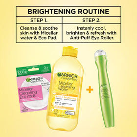 Garnier Clearly Brighter Anti-Puff Eye Roller being applied under the eye