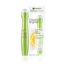 Garnier Clearly Brighter Anti-Puff Eye Roller front view with rollerball applicator