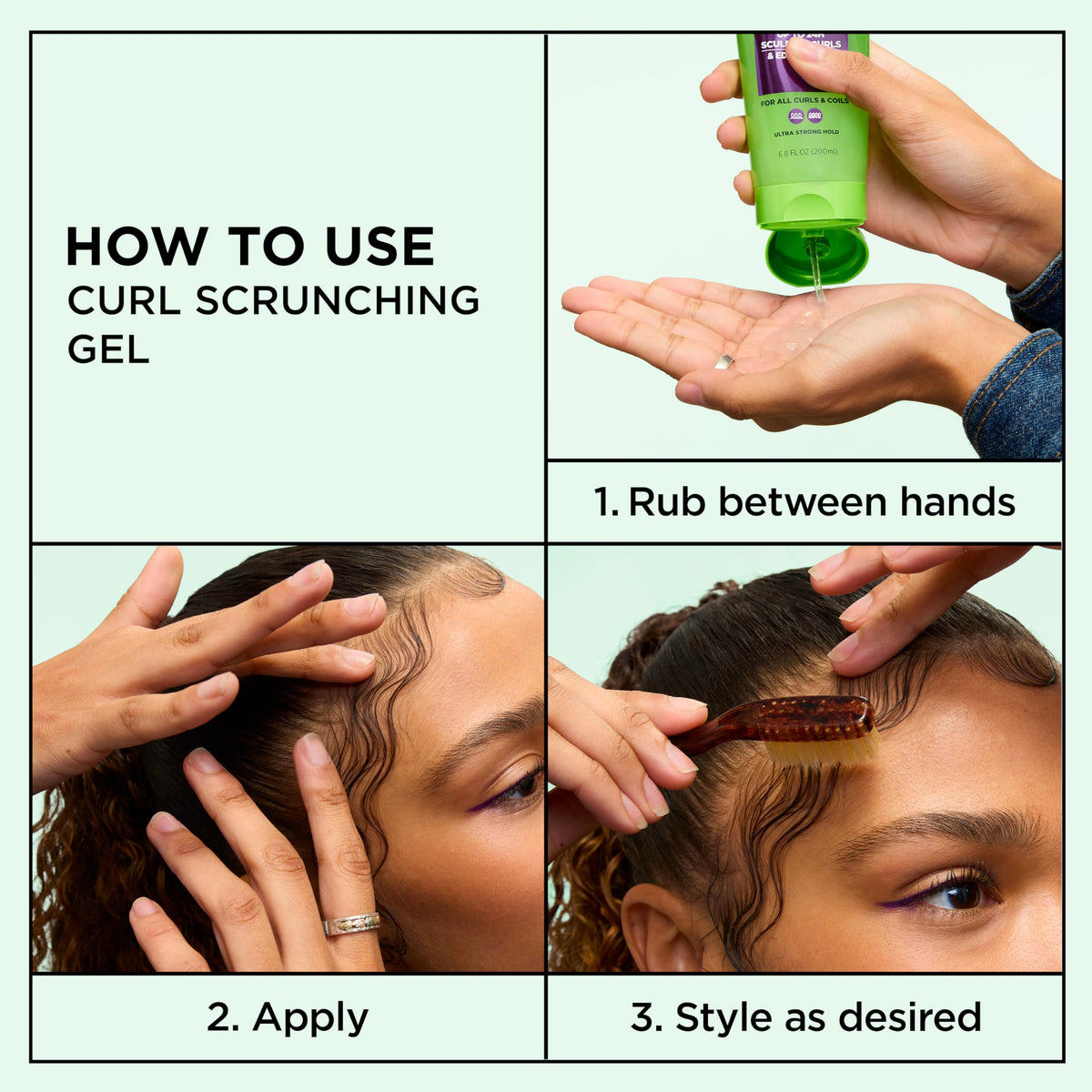 Garnier Curl Control Gel application on curly hair