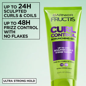 Garnier Curl Control Gel bottle side view with coconut water