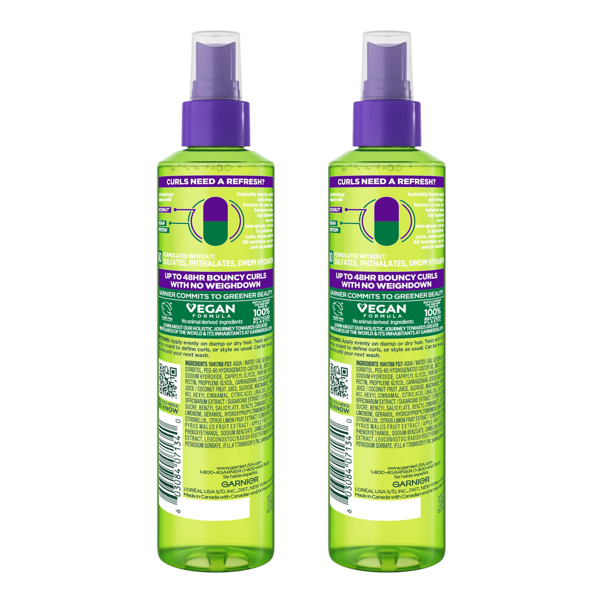 Garnier Curl Refresher alongside other Garnier hair care products
