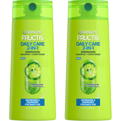 Garnier Fructis 2-in-1 Shampoo and Conditioner front view, 22 Fl Oz