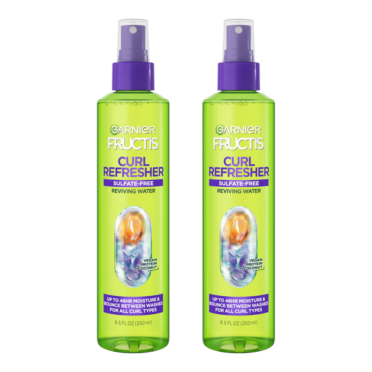 Garnier Fructis Curl Refresher Reviving Water Spray front view, 8.5 Fl Oz