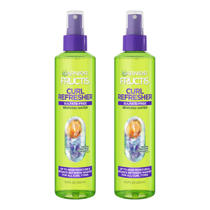 Garnier Fructis Curl Refresher Reviving Water Spray front view, 8.5 Fl Oz