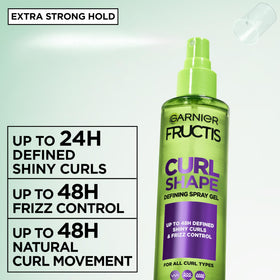 Garnier Fructis Curl Shape Defining Spray Gel bottles arranged