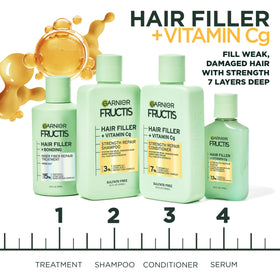 Garnier Fructis Hair Filler Shampoo showing ingredients list