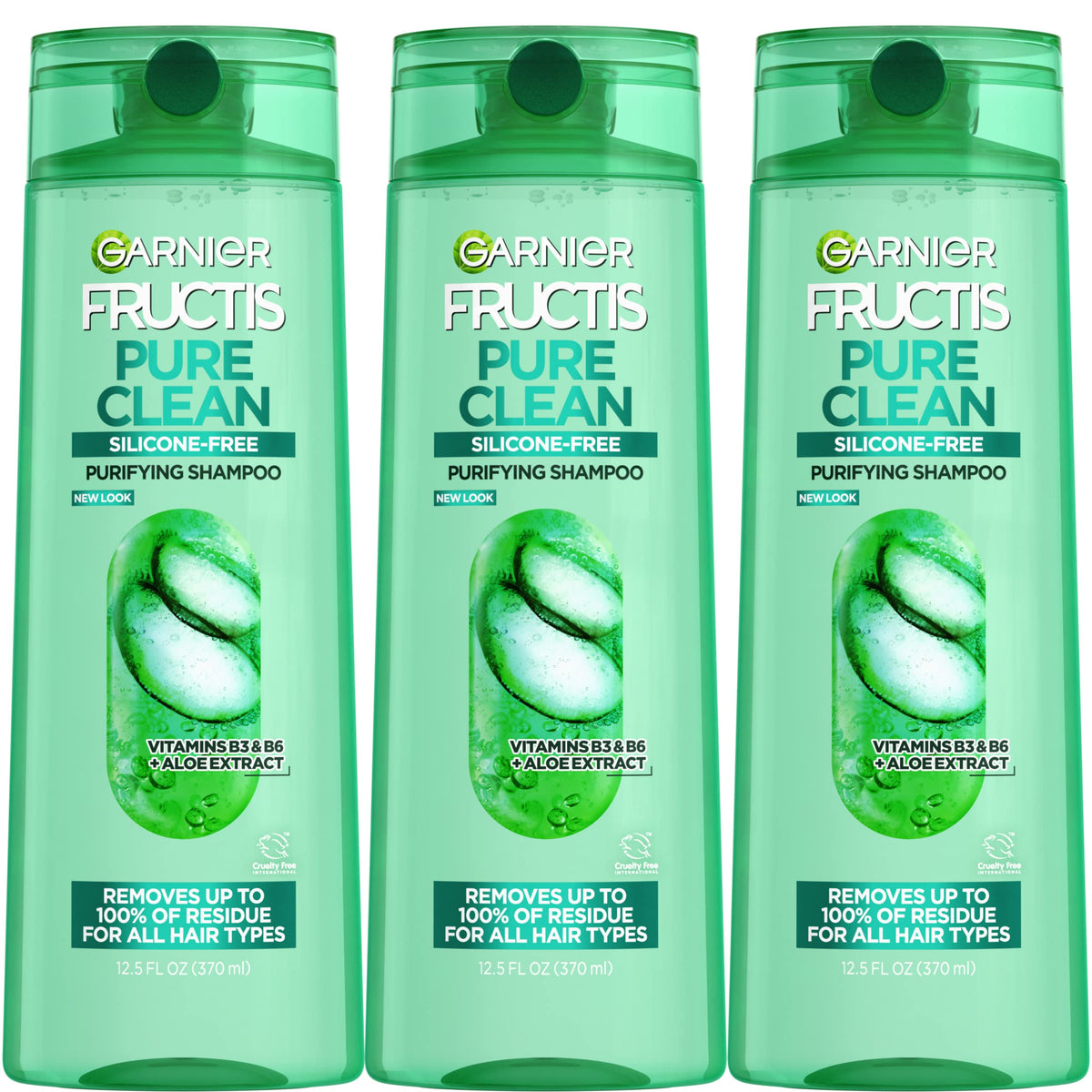 Garnier Fructis Pure Clean Shampoo 3 count packaging front view