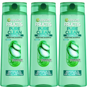 Garnier Fructis Pure Clean Shampoo 3 count packaging front view