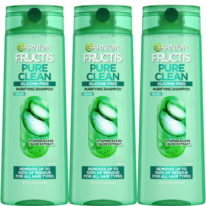 Garnier Fructis Pure Clean Shampoo 3 count packaging front view