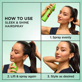 Garnier Fructis Sleek & Shine Hairspray in bathroom setting