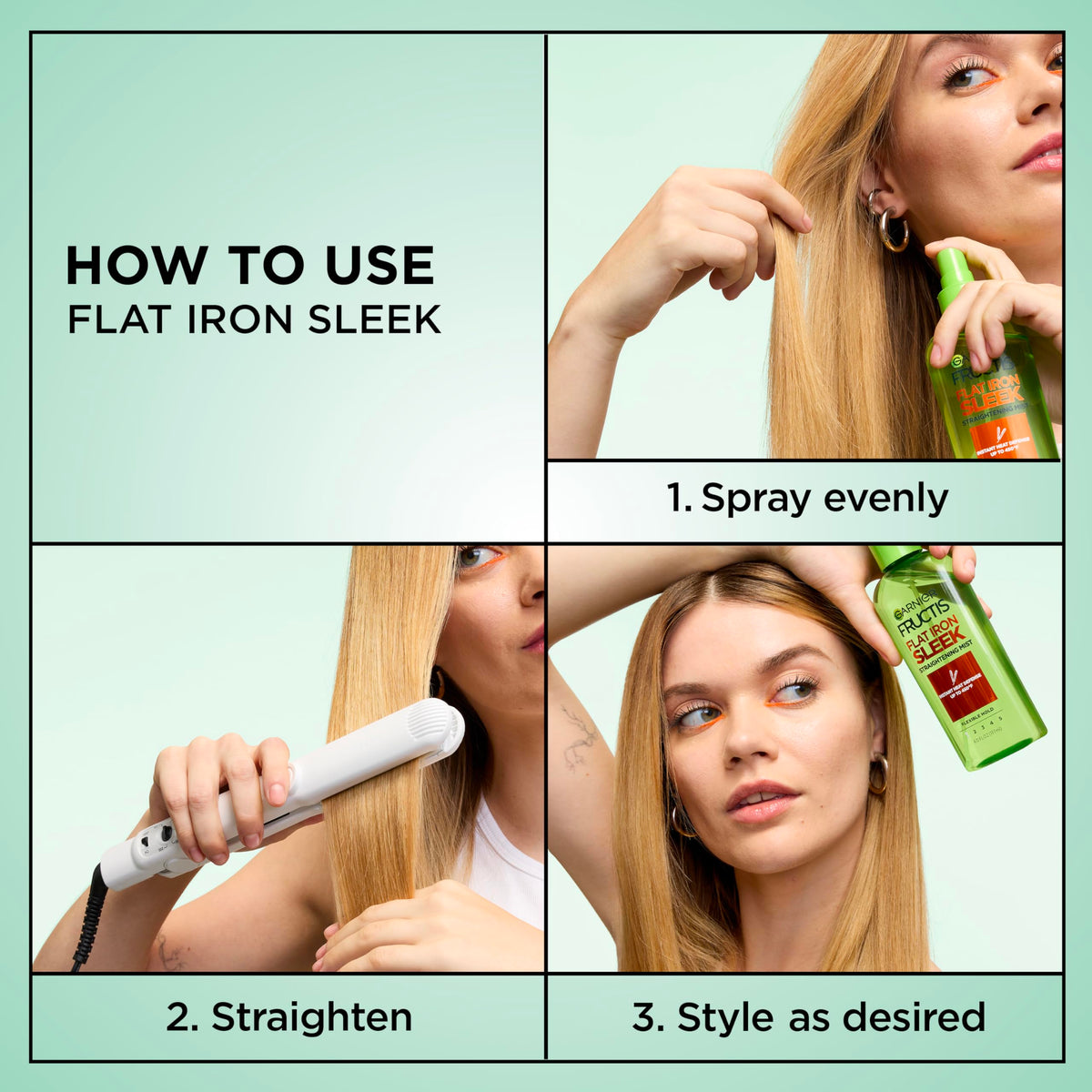 Garnier Fructis Style Straightening Mist in a bathroom setting