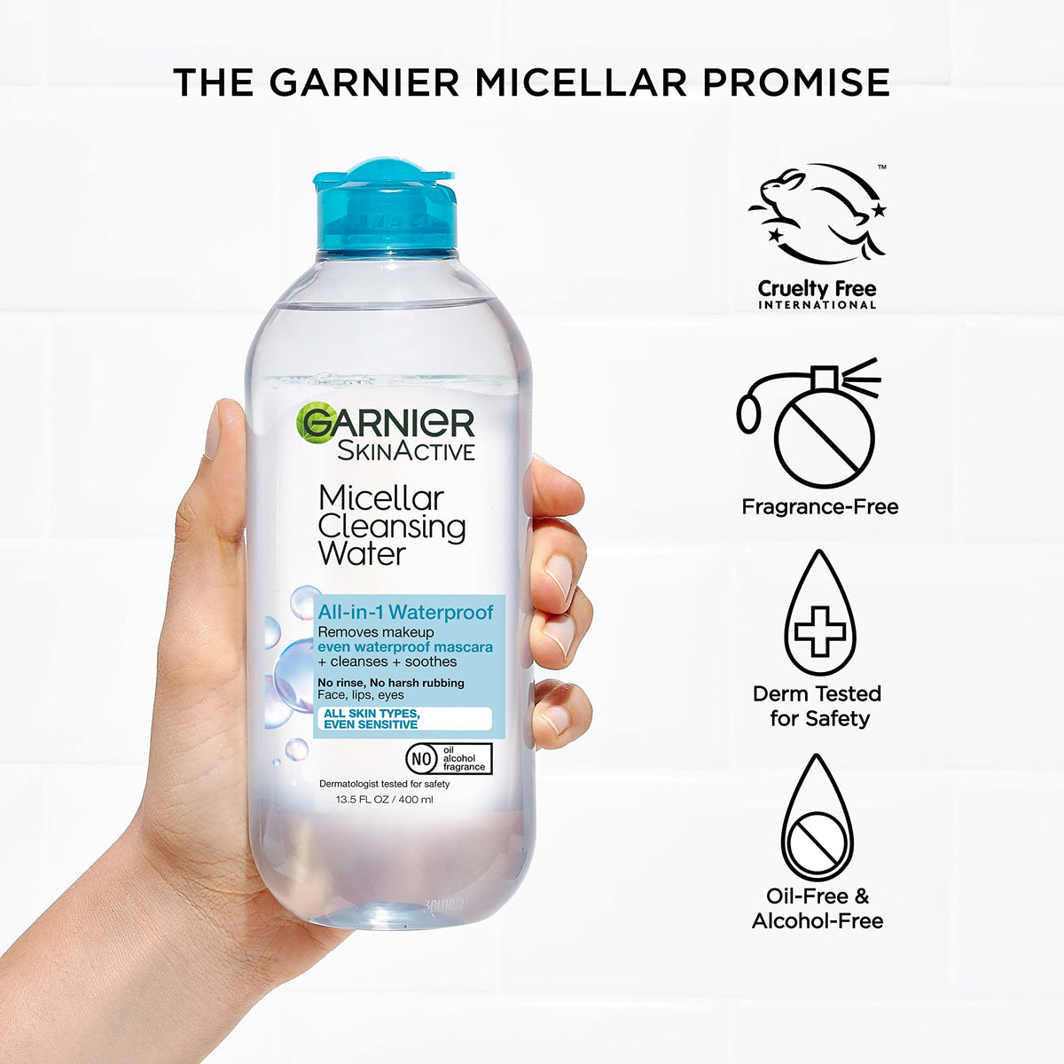 Garnier Micellar Water 400mL being used on a cotton pad