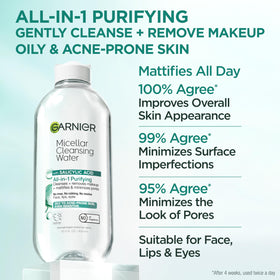 Garnier Micellar Water bottle with label details