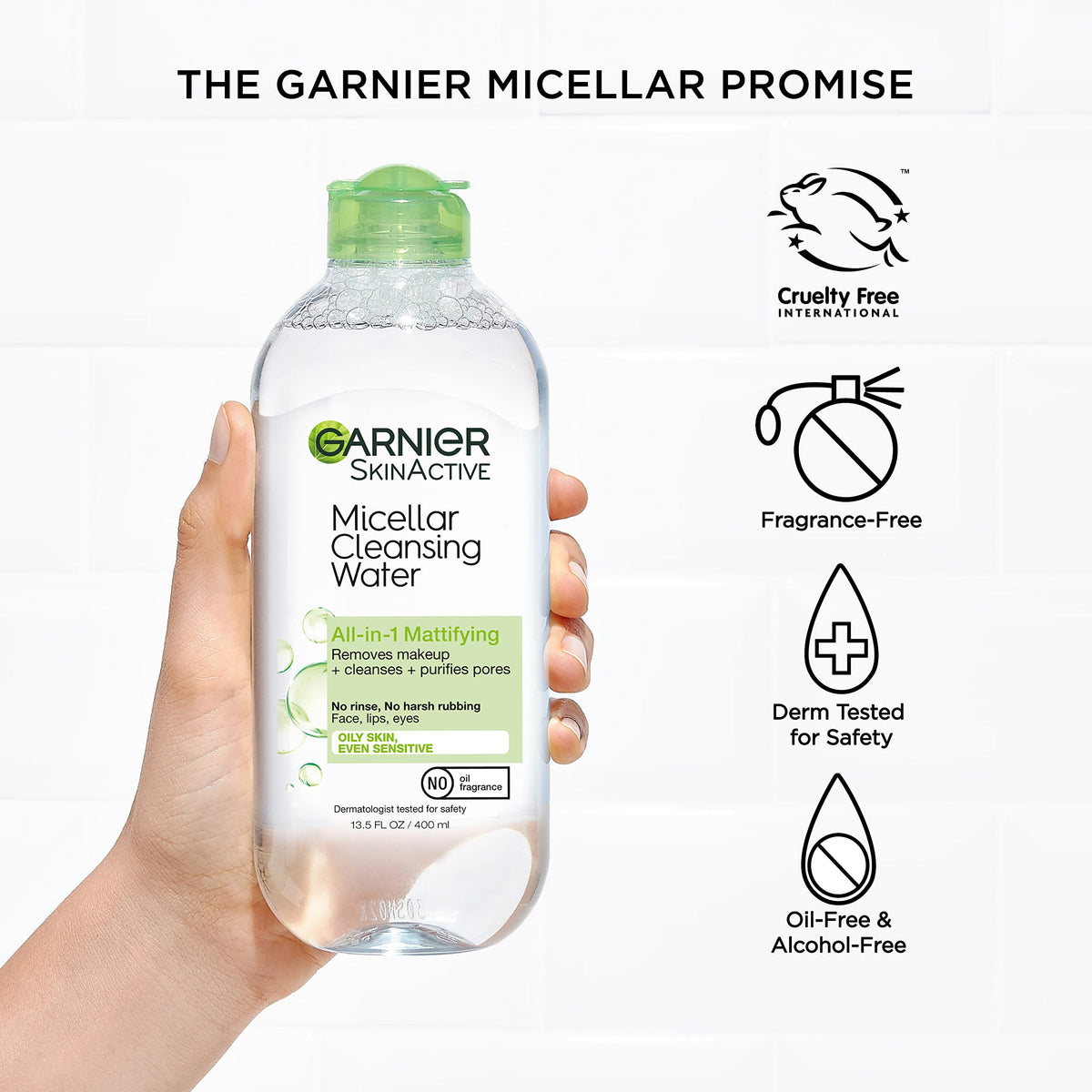 Garnier Micellar Water in use with cotton pad