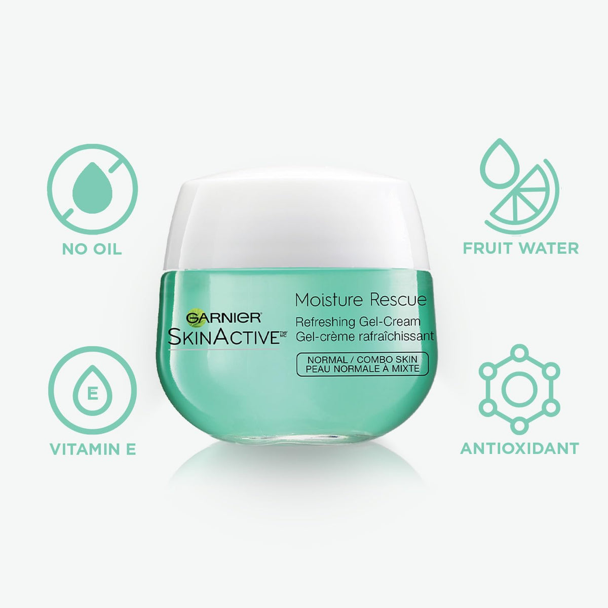 Garnier Moisture Rescue Gel-Cream packaging with ingredients