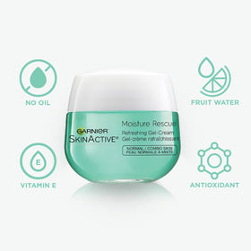 Garnier Moisture Rescue Gel-Cream packaging with ingredients