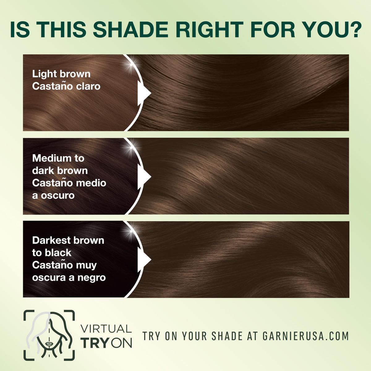 Garnier Nutrisse color chart showing available shades