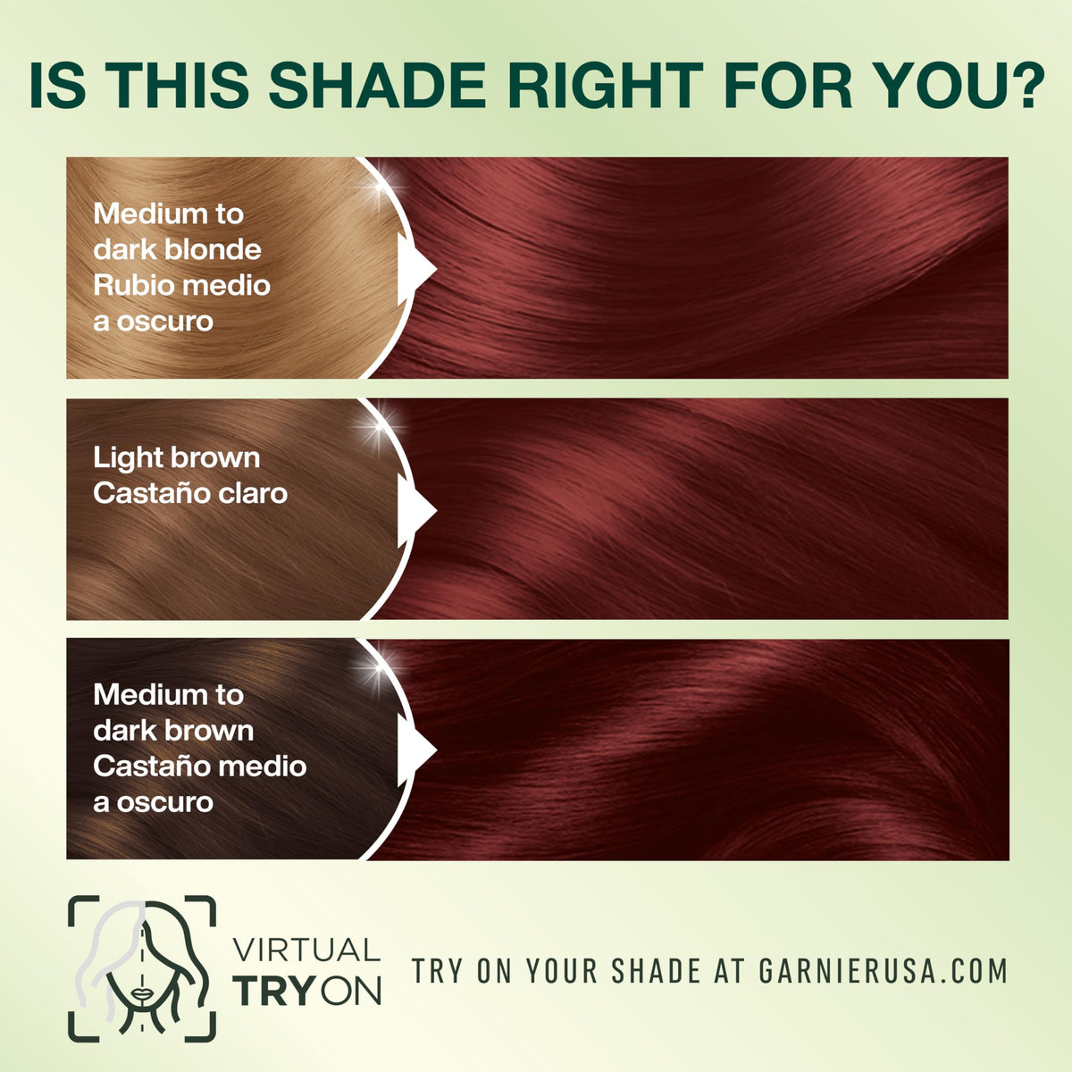 Garnier Nutrisse hair color results on model