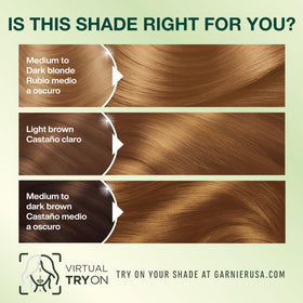 Garnier Nutrisse hair color results on model with shiny hair