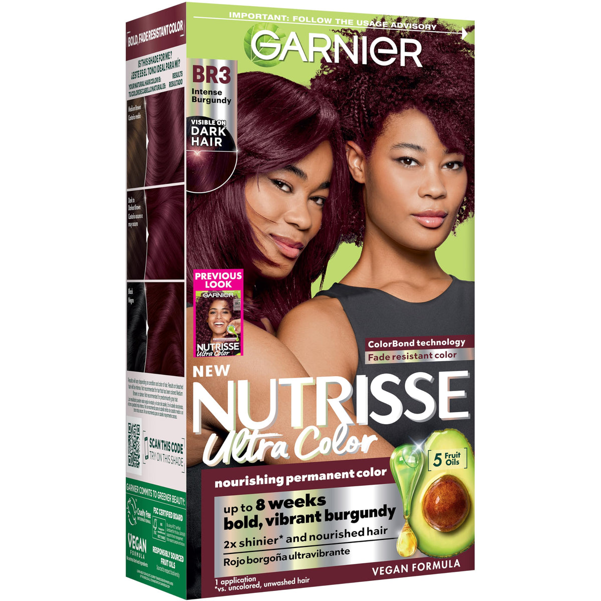Garnier Nutrisse Ultra Color Hair Dye BR3 Intense Burgundy box front view