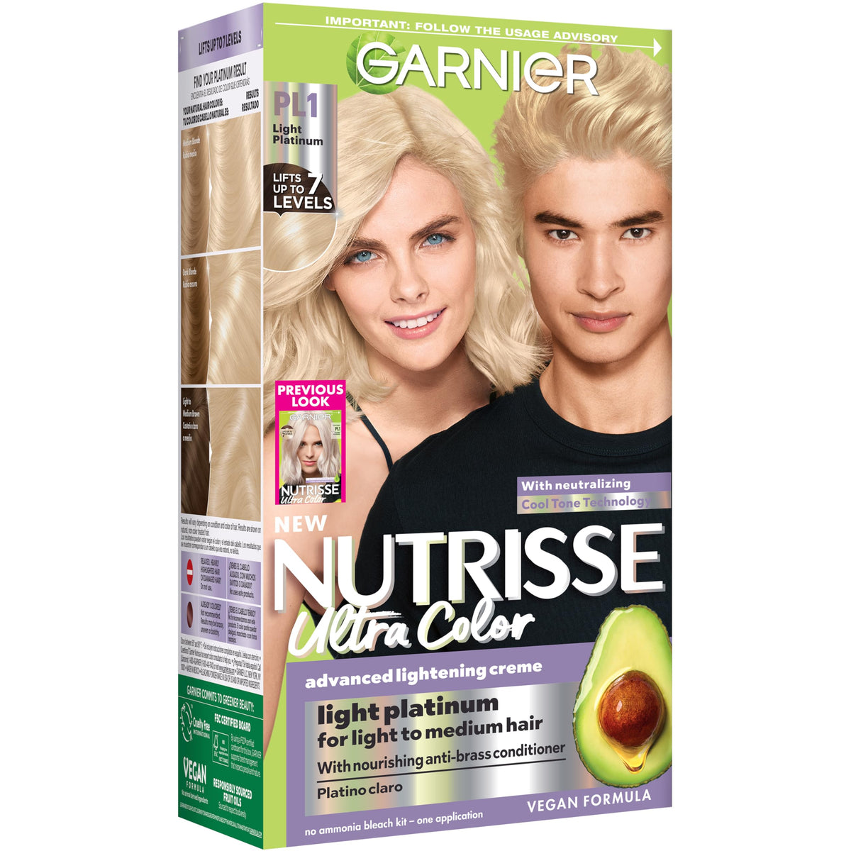 Garnier Nutrisse Ultra Color Hair Dye PL1 Light Platinum front view