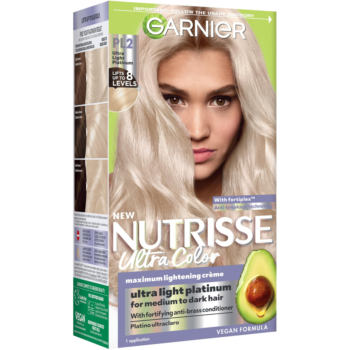 Garnier Nutrisse Ultra Color Hair Dye PL2 Ultra Light Platinum packaging front view