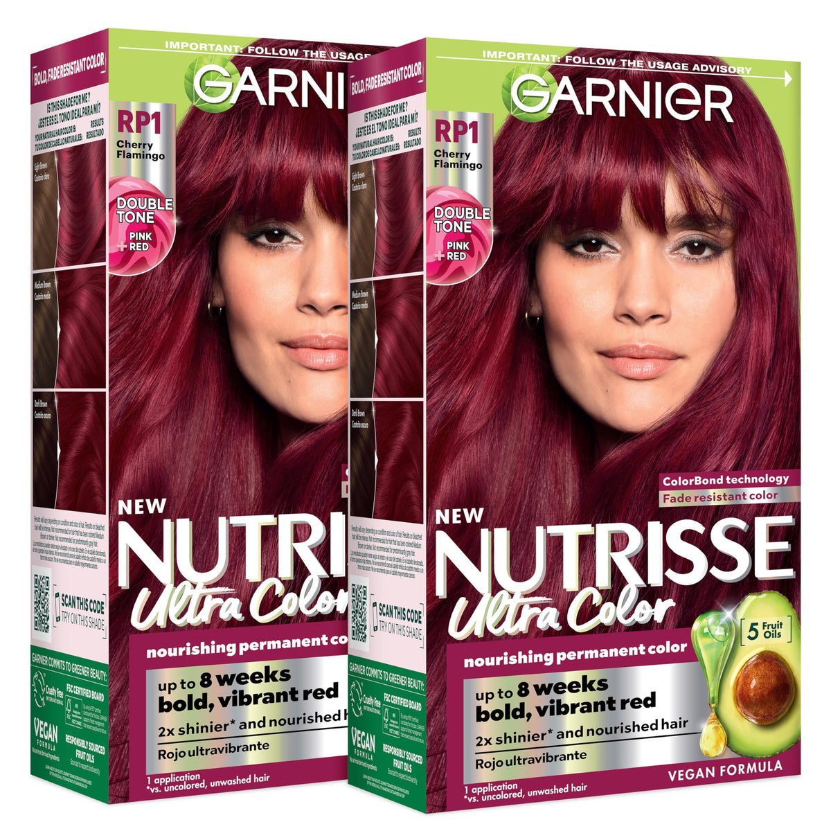 Garnier Nutrisse Ultra Color Hair Dye RP1 Dark Intense Pink Red packaging front view