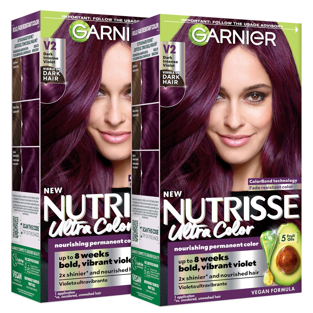 Garnier Nutrisse Ultra Color Hair Dye V2 Dark Intense Violet packaging front view