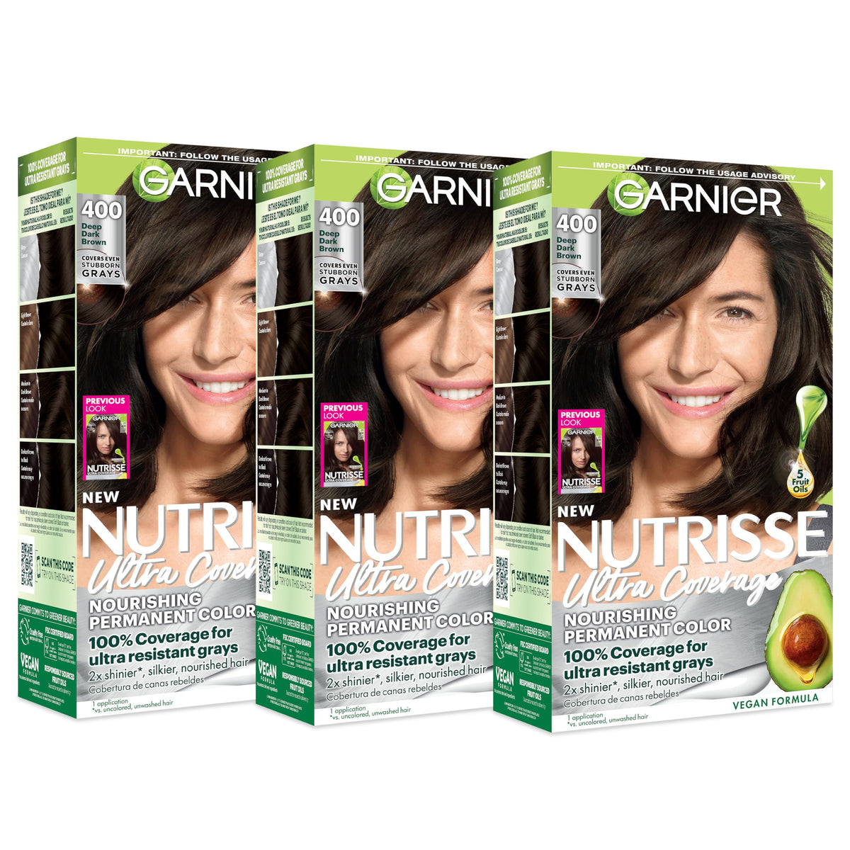 Garnier Nutrisse Ultra Coverage Hair Color 400 Deep Dark Brown packaging front view