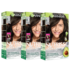 Garnier Nutrisse Ultra Coverage Hair Color 400 Deep Dark Brown packaging front view
