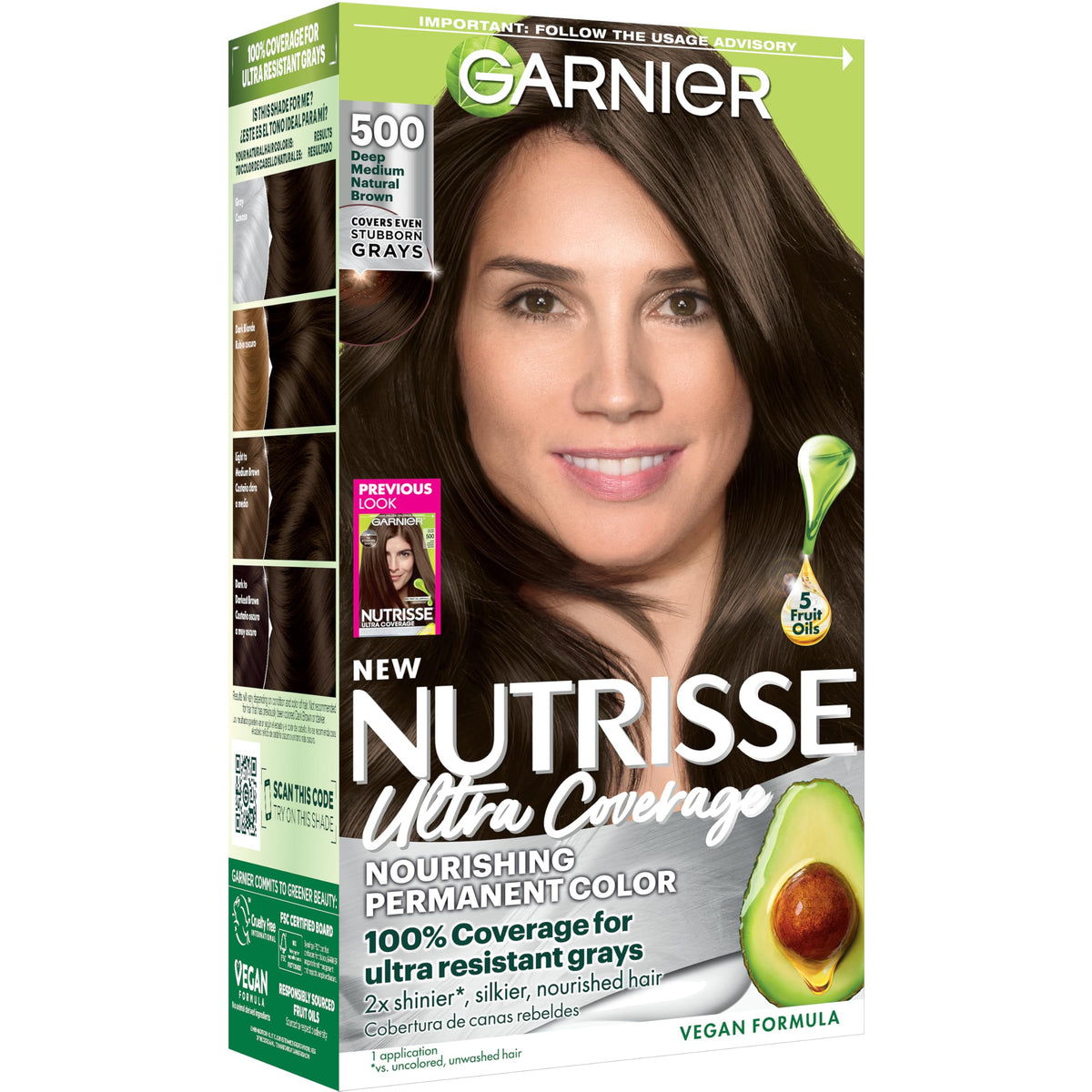 Garnier Nutrisse Ultra Coverage Hair Color 500 Deep Medium Natural Brown front view