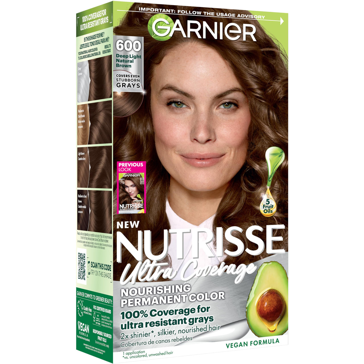 Garnier Nutrisse Ultra Coverage Hair Color 600 Deep Light Natural Brown box front view