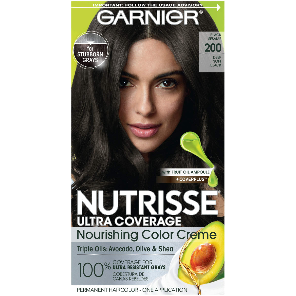 Garnier Nutrisse Ultra Coverage Hair Color Deep Soft Black packaging front view