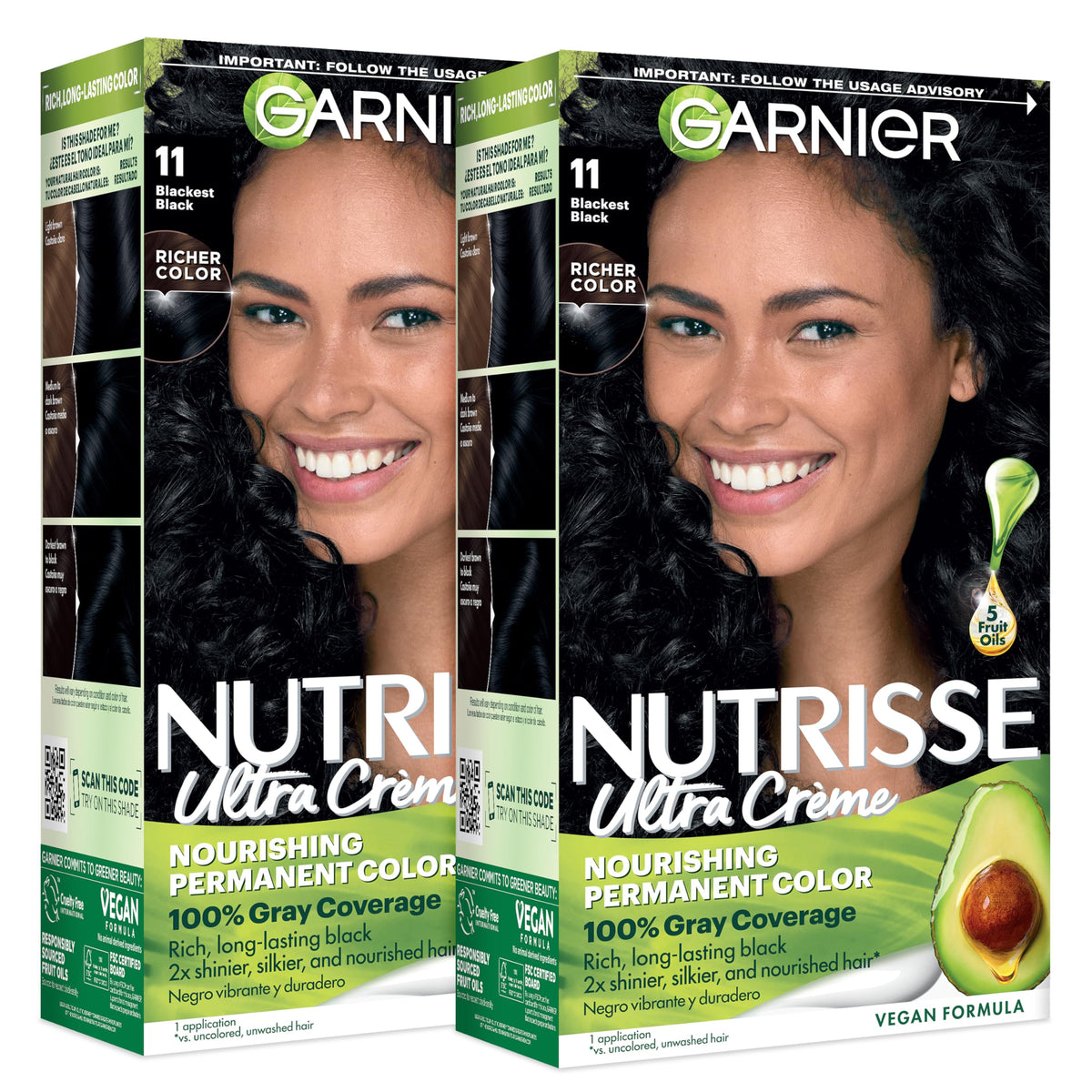 Garnier Nutrisse Ultra Crème Hair Color 11 Blackest Black front view