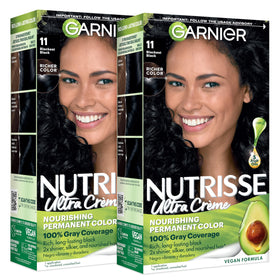 Garnier Nutrisse Ultra Crème Hair Color 11 Blackest Black front view
