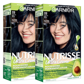 Garnier Nutrisse Ultra Crème Hair Color 22 Intense Blue Black front view