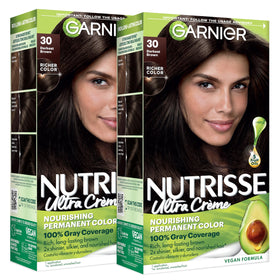 Garnier Nutrisse Ultra Crème Hair Color 30 Darkest Brown packaging front view
