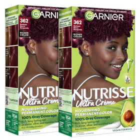 Garnier Nutrisse Ultra Crème Hair Color 362 Darkest Berry Burgundy front view