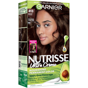 Garnier Nutrisse Ultra Crème Hair Color 413 Bronze Brown packaging front view